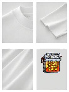 Men's 100% Cotton Graphic Print TShirt, Soft Breathable Casual Short Sleeve Summer Tee, Fashion Streetwear Top For Daily Wear,  Artistic Design - 白色 - 查看 4