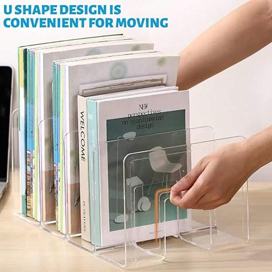 1pc Transparent Acrylic Desktop Bookshelf, Book Stand, Office/Student Document/Book Storage Organizer Rack - Multicolor - View 1