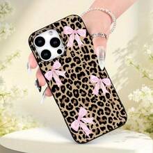 Pink Bow And Leopard Print Fashion Large Hole Lens Phone Case For IPhone 16E/16/16PRO/16PROMAX/15/15PLUS/15PRO/15PROMAX/14/14PLUS/14PRO/14PROMAX/13/13mini/13PRO/13PROMAFOR-YOUR-BELOVED-PHONE Christmas Phone Case - 款式1(1件) - 查看 2