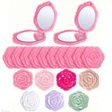 Rose-Shaped Folding Mirror With Mirror And Light Purple Petals - Portable Compact Bridesmaid Wedding Party Gift For Women And Girls, Elegant Lavender Flower Makeup Mirror, Fits In Purse, Christmas Accessory (No Feathers) - 紫色的 - 查看 6