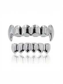 أغطية أسنان هيب هوب ناعمة السطح 6/6 للنساء والرجال، أنياب علوية وسفلية لامعة، إكسسوارات أسنان، هدية عيد الميلاد للاستخدام اليومي والتنكر