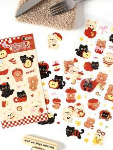 4pcs Pet Planner Stickers, Cute Pet Tea Party Series, Adorable Pet Theme Planner Stickers - Multicolor - View 5