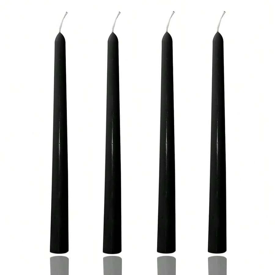 10 Inch Black Taper Candles-Set Of 4 Tapered Candle, Tall Candlesticks,Conical Stick Candles,Less,For Home Dinner, Party, Wedding, Halloween, Christmas (Black, 10inch){Inchcolor_nameinch:InchBlackinch,Inchsize_nameinch:Inch10inchinch} - 黑色的 - 查看 1