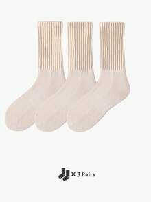 1 Pair Women's Thick Cushioned Slouchy Crew Socks, Casual Sports Socks, Couple Socks
