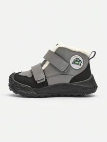 Balabala Kids High-Top Winter Boots, Boys Fleece Lined Sneakers, Autumn Winter - Gray and Black Tone - View 2