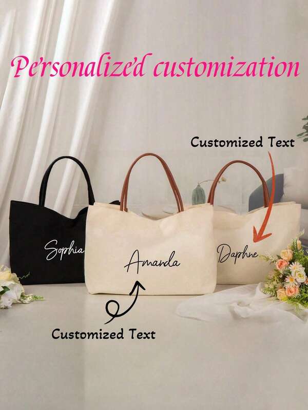 Personalised Tote Bag, Personalized Gifts, Birthday Gift, Canvas Tote Bag, Custom Tote Bag, Bridesmaid Tote Bags, Christmas Gift.Custom Text Tote, Bachelorette Gift, School Bag, Personalized Gift Customized, Ideal Gifts For Him