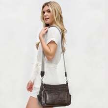 Bluome 7L Crossbody Purses For Women, Vegan Leather Shoulder Bag Handbags Medium Hobo Bag With Guitar Strap,Vacation Essentials&Back-To-School Essentials,Christmas Gifts - 咖啡 - 查看 2