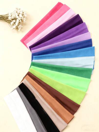 18pcs Women Multicolor Sporty Stretchy Sweat-Wicking Headband Yoga Running Hair Accessories Turban Headband, School Stuff, College, Headbands Fall Winter Hair Band Bows For Vacation Outfits Woman Elegant Scarf
