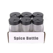 一套透明玻璃调料罐，配有黑色螺旋盖和孔，玻璃调料瓶，适用于厨房台面收纳，适合在家/餐厅存放盐、糖、香料等。 - 黑色 - 查看 9