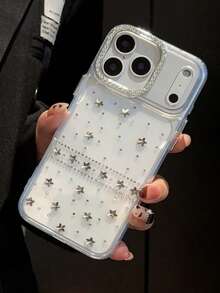 Ốp lưng điện thoại bằng silicon mềm trong suốt dễ thương đính nơ ngọc trai 3D sang trọng tương thích với iPhone 17 Pro Max Air 16 15 14 13 12 11 Pro Max MiNi XR X XS Max 7 8 Plus - Ngôi sao kim cương - Xem 3