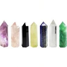 Healing Crystal Wands Point Faceted Prism Bars For Reiki Chakra Meditation Therapy Deco - Setof7 - View 2