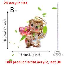 1pc Valentine's Day Love Angel 2D Acrylic Small Pendant, Transparent Acrylic With Gold Thread Couple Phone Chain Decoration, Backpack Hanging Decoration, Valentine's Day Gift - Multicolor-gold Thread - View 6