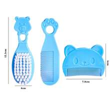 3件套婴儿梳子和刷子套装，适合新生儿和幼儿，温和护理头发，便携式婴儿护理套装，柔软按摩头皮梳子 - 彩色 - 查看 3