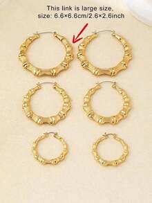 1pair Fashionable Bamboo Joint Hollow Out Earrings - 黃金 - 查看 3