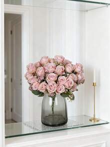 1/80 pièces Bouquet de roses en soie avec fruits en mousse artificielle, convient pour la décoration d'automne, le bouquet de mariée de la Saint-Valentin, le vase de mariage, la maison, le restaurant, la chambre à coucher, les fêtes, l'anniversaire, la décoration de jardin extérieur - Rose pâle - Voir 10