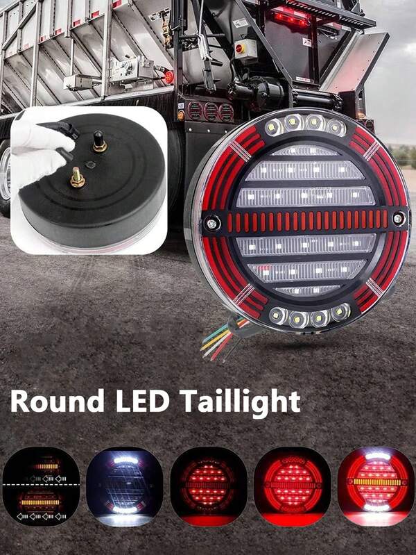 ضوء خلفي LED دائري مع إشارة انعطاف متتابعة، ضوء فرامل وإضاءة نهارية لشاحنة المقطورة الشاحنة الصغيرة الحافلة الرباعية الدفع بيك أب 12 فولت 24 فولت