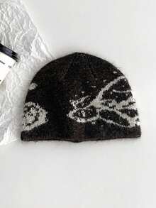 Autumn/Winter Street Style Jacquard Knit Beanie, Versatile Brushed Warm Knitted Cap, Suitable For Women, Fits Small To Large Head Circumference - Multicolor - View 12