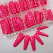 100pc Colored Coffin Press On Nails Long Ballerina False Fake Nail Tips Rose Red Full Cover Manicure Design Acrylic Nails For Women Teen FFgirls (Rose Red){Inchcolor_nameinch:InchRoseRedinch} - 玫瑰紅色 - 查看 6