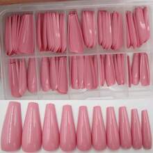100pc Colored Coffin Press On Nails Long Ballerina False Fake Nail Tips Full Cover Manicure Design Acrylic Nails For Women Teen FFgirls (Dark Pink){Inchcolor_nameinch:InchDarkPinkinch} - 深粉紅色 - 查看 3