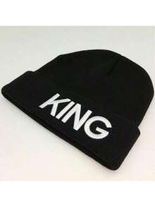 1pc King And Queen Knitted Beanie Hat, Matching Couple Skull Ski Hats, Black - European And American Street Hip Hop Style, Unisex Winter Warm Knitted Skull Cap, Christmas, New Year, Valentine's Day Gift - Multicolor - View 15