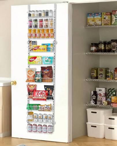 Over Door Pantry Organizer, 10-Tier Pantry Organization And Storage, Heavy-Duty Steel Hanging Spice Rack, Adjustable Wall Seasoning Shelves, Home Kitchen Laundry Room Bathroom, WhiteSpecialForCanada