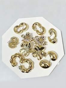 16 Stücke minimalistisches hochwertiges UV-beschichtetes CCB Harz Ohrstecker Set, C-förmiges Creolen Set, neue beschichtete Ohrringe für Frauen, Hip-Hop Schmuck, geometrische Ohrringe, Alltagsschmuck, Geschenk für Freundin/Familie/Freunde