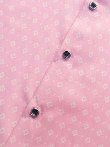 全新男士时尚休闲印花波尔卡圆点和格子长袖衬衫 - 粉色 - 查看 7