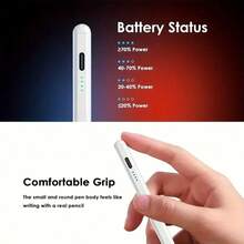 兼容 Apple Pencil，适用于 iPad Air 11/5/4/3、M3/M2、A16、Pro 13/11 代、M4、12.9 英寸触控笔、iPad 10/9 代、iPad mini 6/7 代平板电脑触控笔，120mAh - 彩色 - 查看 5