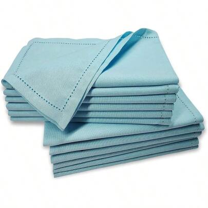 GFI Cotton Cloth Dinner Napkins U2013 20x20 Inch Aqua Blue Set Of 12, Hemstitched Soft Table Napkins Dining, Weddings, Restaurants, Parties Everyday Use