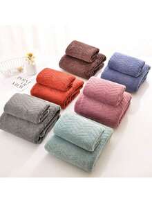 17-Piece Purple Pink/Bean Green/Dark Gray Cotton Towel Set (9 Washcloths + 6 Hand Towels + 2 Bath Towels) Bonus 2 Bath Sponges (Random Color)- Ultra Soft Absorbent, Quick Dry For Bathroom, Hotel & Home Essentials, - màu xanh lá - Xem 6