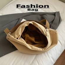 Borsa a tracolla in tela vintage con rivetti, colore unito, con cinghia regolabile per pendolarismo e scuola, borsa a spalla/a tracolla per donna