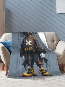 Kawss Kawaii Kaw Blanket Anime Themed Comfort Blanket - Soft Flannel Throw, Perfect Gift For Fans, For Christmas, Birthday, Halloween, For Cozy Home Use & Camping Trips - 黑色 - 查看 7