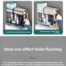 Platzsparendes Badezimmer-Regal über der Toilette - Aufbewahrungsregal aus Kohlenstoffstahl, ohne Bohren zu installieren, Shampoo- und Duschgel-Organizer, modernes schwarzes Design, ideal für kompakte Badezimmerorganisation, Badezimmeraufbewahrung und Regale