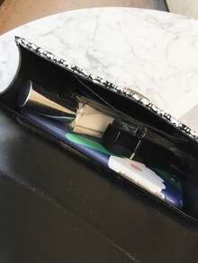 Women's Handbag/Shoulder Bag, Black & White Striped, Fashionable & Elegant Bow Decor Square Flap Closure, Suitable For Women, Girls, College Students