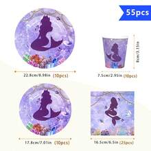 1 Set Mermaid Silhouette Disposable Plates, Napkins And Cups, Serves 10 Guests, Suitable For Birthday, Wedding, Party, Family Picnic - Multicolor - View 2