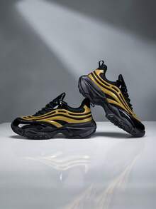 男士休闲运动鞋 - 时尚、轻便、舒适，适合日常通勤 - 黑金 - 查看 5