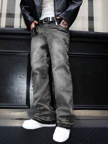 修身弹力牛仔裤，做旧水洗棉质牛仔裤，百搭时尚；斜插口袋水洗牛仔裤，轻便商务休闲，百搭；直筒休闲裤，纽扣拉链设计，适合所有季节