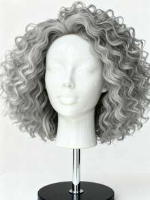 Short Bob Curly Lace Front Wig Human Hair With Baby Hair Brazilian Virgin 13x4 Hd Transparent Deep Wave Lace Front Wigs Human Hair Glueless Pre Plucked 180% Density Silver Grey Kinky Curly Human Hair Wig - 銀灰 - 查看 4