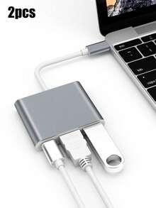 Adaptador USB-C a | Convertidor Tipo-C a Divisor | Hub de expansión multifuncional de 3 en 1 adecuado para portátiles, computadoras de escritorio y tabletas con Tipo-C - Multicolor - Ver 12
