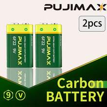 PUJIMAX 2/4/8/12 pin 9V Kẽm Carbon hạng nặng, thích hợp cho đồng hồ báo thức, chuông cửa, bếp ga, máy nước nóng, tay cầm chơi game, đèn pin, hiệu suất cao, bền bỉ, đặc biệt cho dải đèn cây thông Noel [Pin không sạc được, làm Không tính phí] - 9V - Xem 6