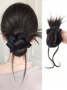 合成假发爪夹式发片直发发髻马尾接发，适合女性日常佩戴和聚会场合