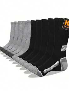 10 Pairs Men's Long Socks, Autumn/Winter Sports Crew Socks - Multicolor - View 9