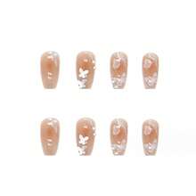 Blush Press On Nails Cute Coffin Medium Fake Nails Tips Full Cover Bling Cat Eyes False Nails For Women And FFgirls 24PCS{Inchcolor_nameinch:InchNails-06inch} - 指甲-06 - 查看 4