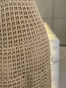 Lace Flared Dress, Beachwear, Elegant Style. - Vàng - Xem 3