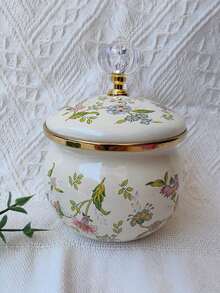 5件套彩色搪瓷密封保鲜盒，容量分别为10/12/14/16/18克，适用于水果蔬菜的食品储存碗，圆形盖子，可重复使用，时尚搪瓷汤/沙拉碗，适合学校、露营、野餐、办公室等场合。