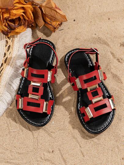 A Pair Of Fashionable Children's Summer Beach Sandals, 2025 New Children's Bow Sandals, Bohemian-Style Sandals, Hand-Woven Sandals, Casual Vacation Party Sandals