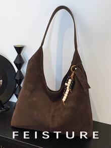 1 pieza Bolso de hombro de gran capacidad de mujer FEISTURE de piel de PU, con cierre magnético y colgante, adecuado para salidas diarias, citas y viajes