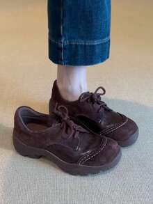 2025新款女士功能性芭蕾舞鞋，厚底玛丽珍鞋，乐福鞋 - 棕色 - 查看 5