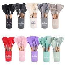 12pcs Silicone Kitchen Utensil Set - Cooking Tools With Stand, Spatula, Spoon, Whisk, Suitable For Non-Stick Pans, Heat Resistant Kitchen Gadgets - Multicolor - View 2