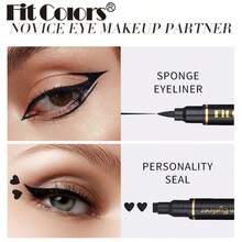 Fit Colors Juego de delineador de ojos 2 en 1 con sello de estrella, delineador de ojos resistente al agua con forma de corazón y flor de ciruelo, herramienta de maquillaje de secado rápido adecuada para fiestas y maquillaje de escenario